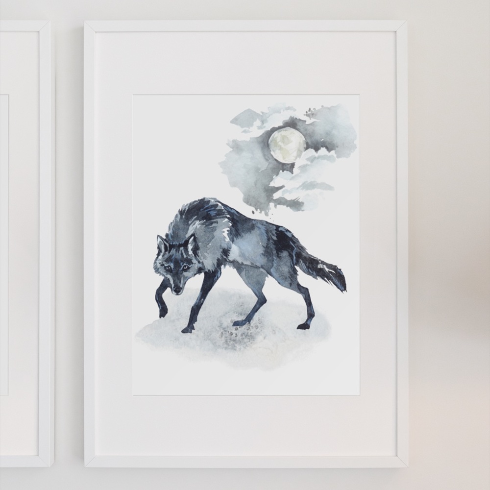 Black Wolf Wall Art Print Poster Unframed - Picture 2 of 13